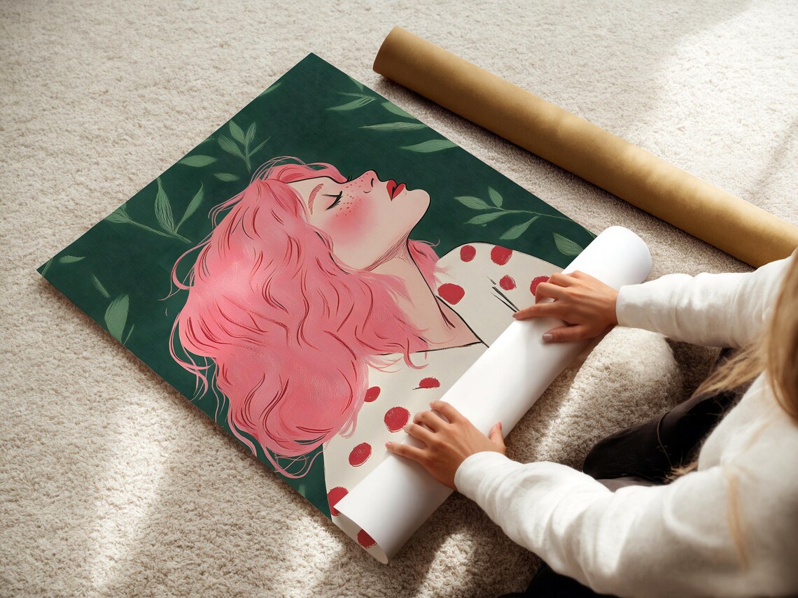 Female Figure Abstract Art Print, Mid-Century Style - Image 3