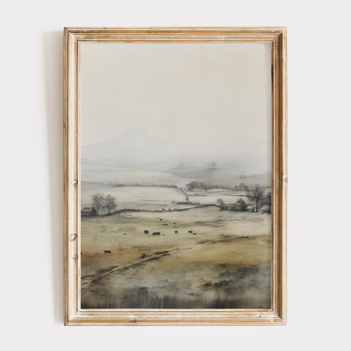 Moody Landscape Art Print, Rustic Cottagecore Decor