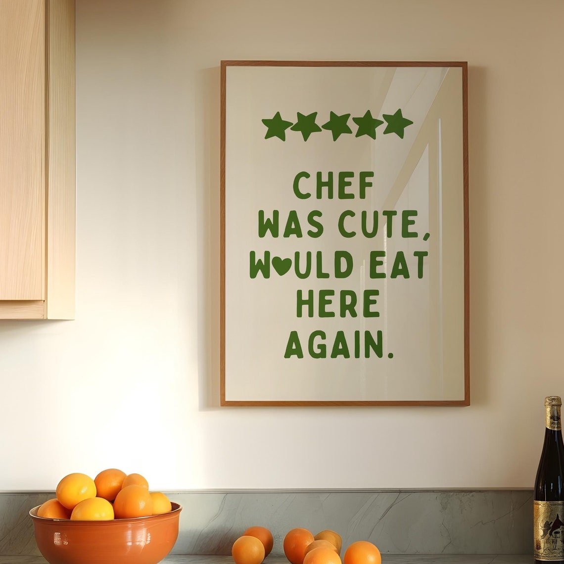 Chef Was Cute Would Eat Here Again Five Star Review Quote Poster