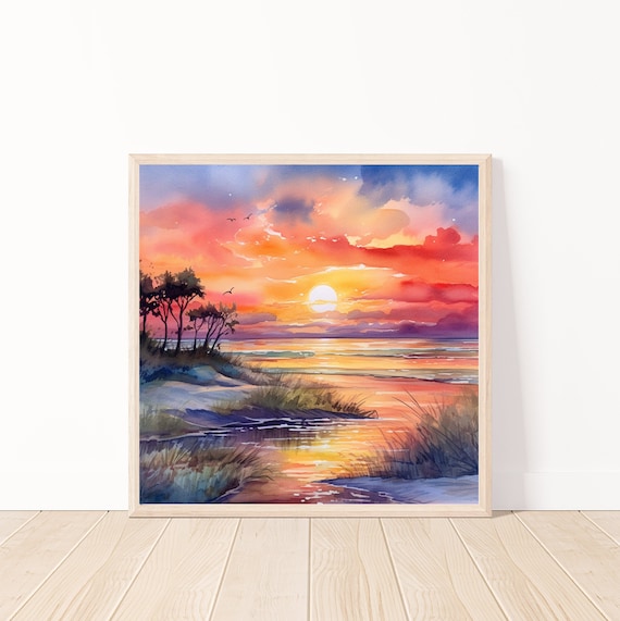 Tropical Beach Sunset In Paradise Wall Arttropical Landscape Artbeach Printtropical Downloadisland Life Art12x12