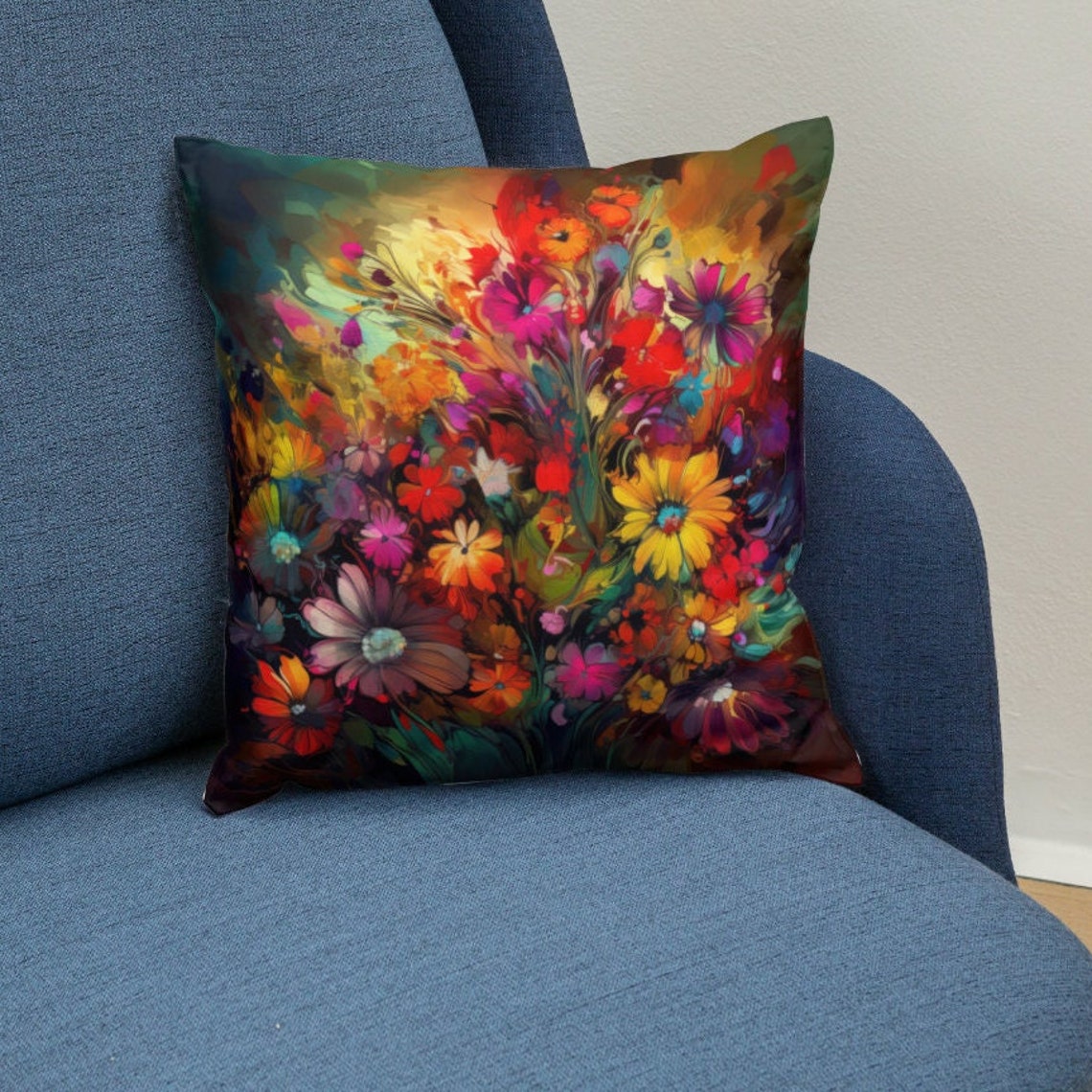 Colorful Abstract Wildflower Bouquet Bold Painterly Floral Art Poster
