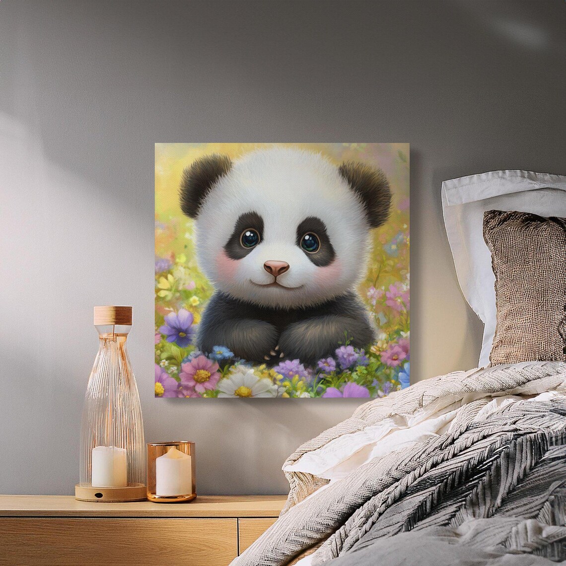 Adorable Baby Panda Cub Sitting in a Field of Wildflowers Poster - Image 4