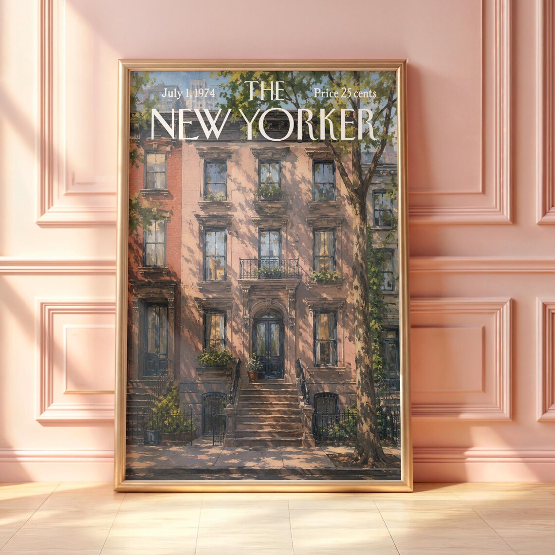 The New Yorker July 1 1974 Brownstone Street Facade Painting Poster