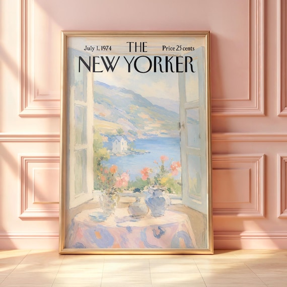Vintage New Yorker Coastal Window Poster, French Riviera