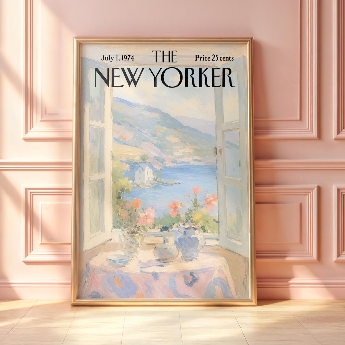 Vintage New Yorker Coastal Window Poster, French Riviera