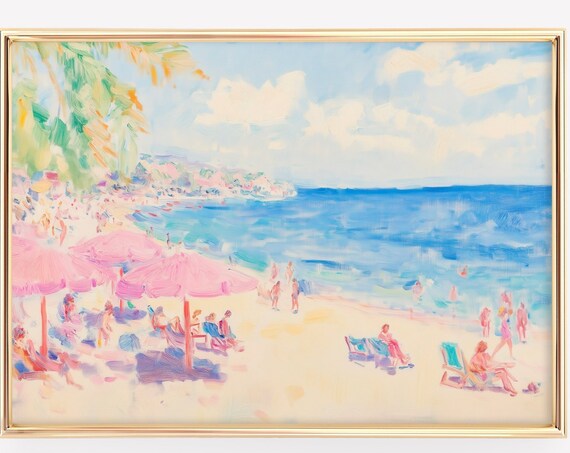 Matisse Inspired Beach Promenade Palm Trees Vibrant Coastal Art Poster