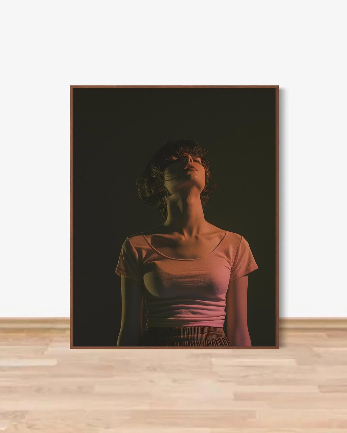 Lonely Woman in Cinematic Darkness Moody Portrait Dark Art Poster