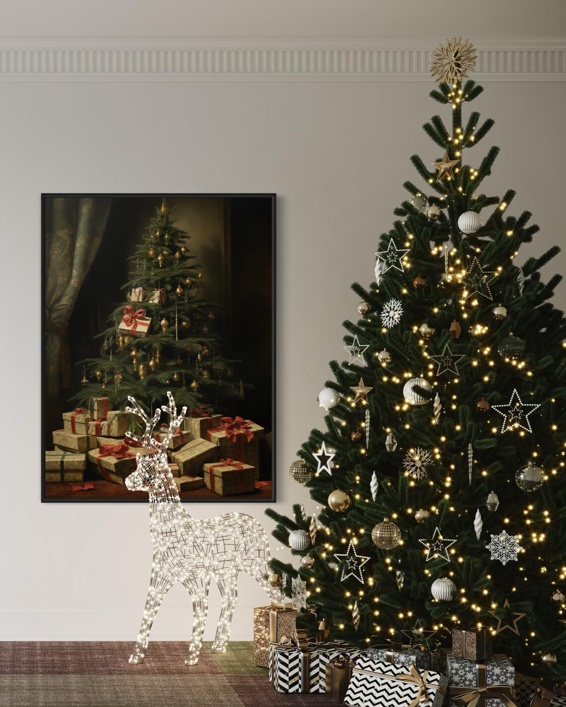 Classic Christmas Tree Gold Ornaments Vintage Gifts Holiday Art Poster - Image 5