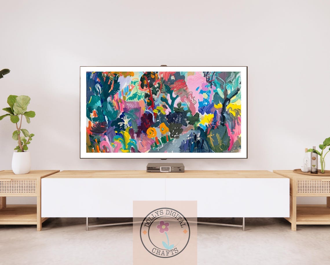 Colorful Abstract Garden Painting Vibrant Modern Floral Wall Art - Image 2