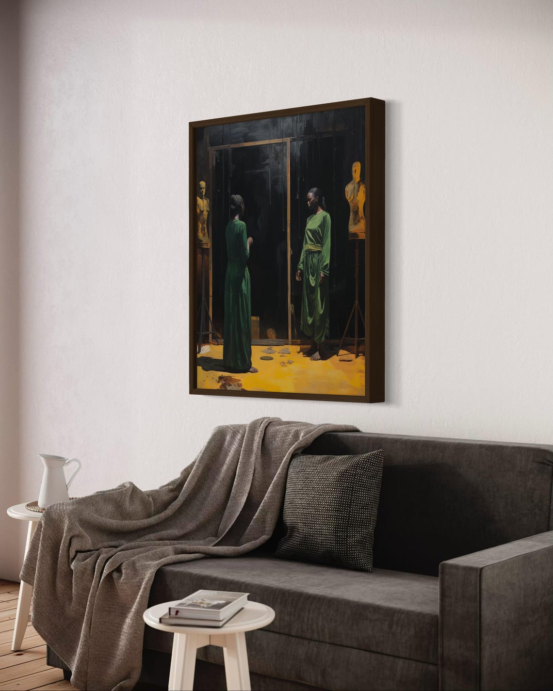 Black Women Artist Studio Green Dresses Dark Moody Art Poster - Image 6
