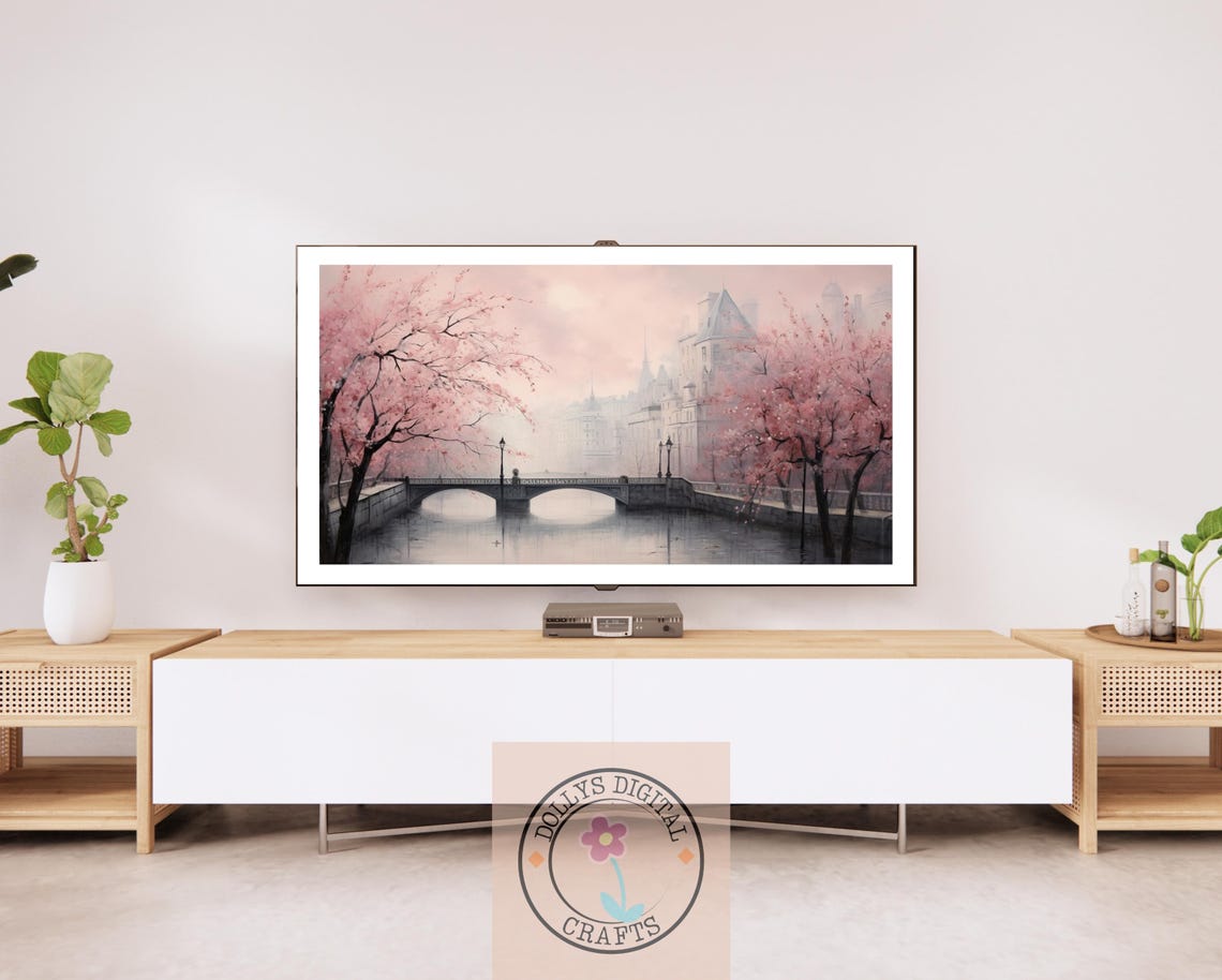 Cherry Blossom Canal Bridge European Spring Romance Poster Home Decor - Image 3