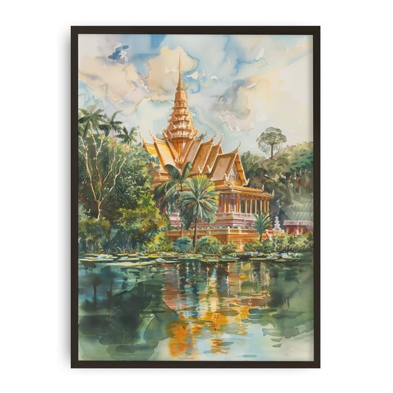 Royal Palace Phnom Penh Watercolor Art Print Cambodian Architecture