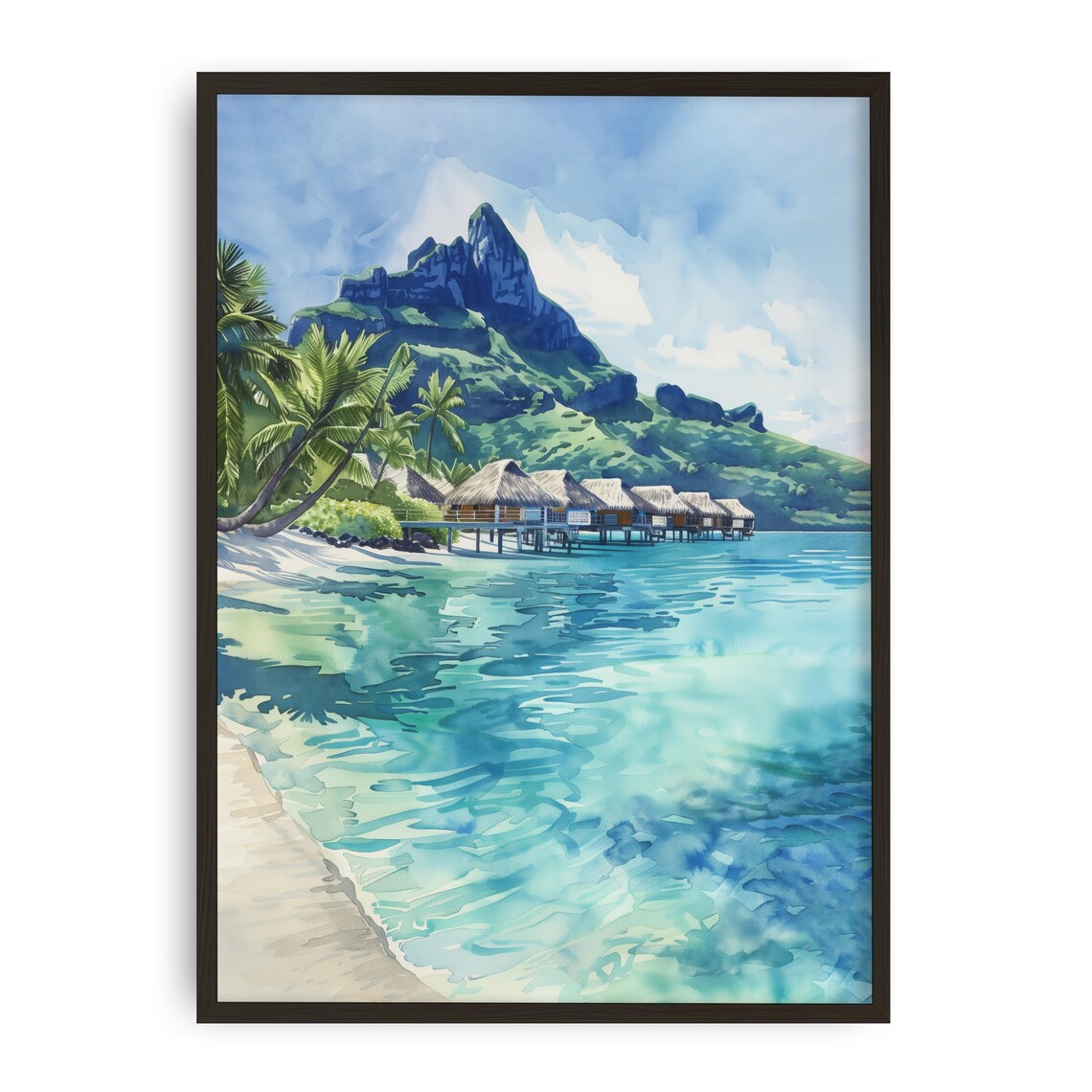 Bora Watercolor Tropical Beach Paradise Art Print