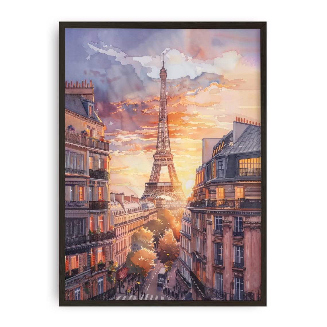 Eiffel Tower Poster Watercolor Print Paris Cityscape Wall Art