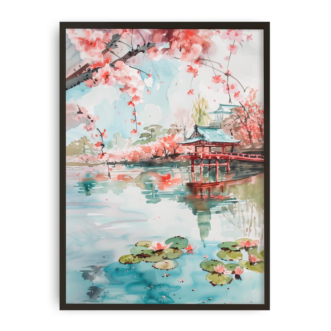 Ueno Park Watercolor Print Tokyo Cherry Blossom Art