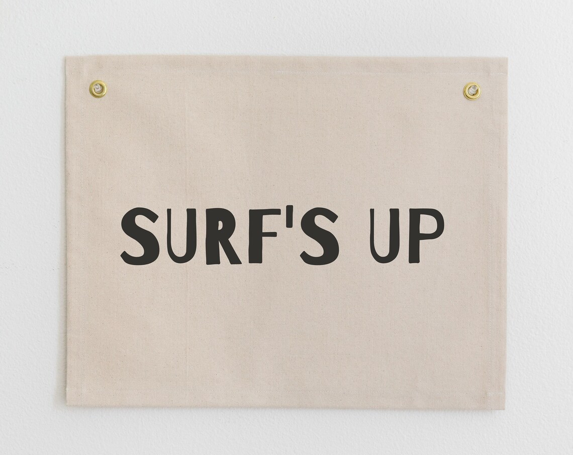 Surfs Up Beach Nursery Banner, Surf Playroom Decor