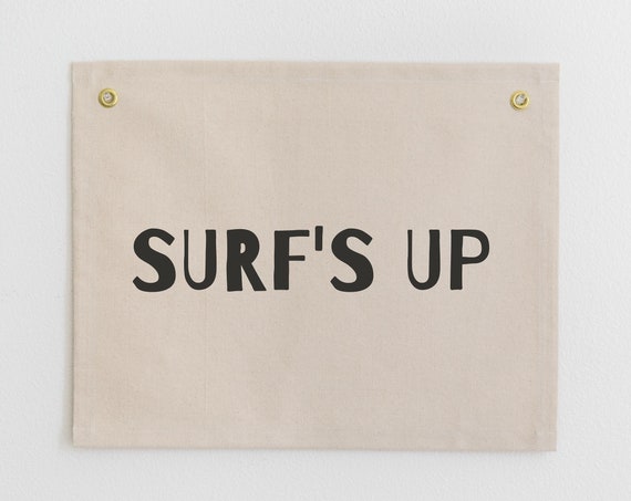 Surfs Up Beach Nursery Banner, Surf Playroom Decor