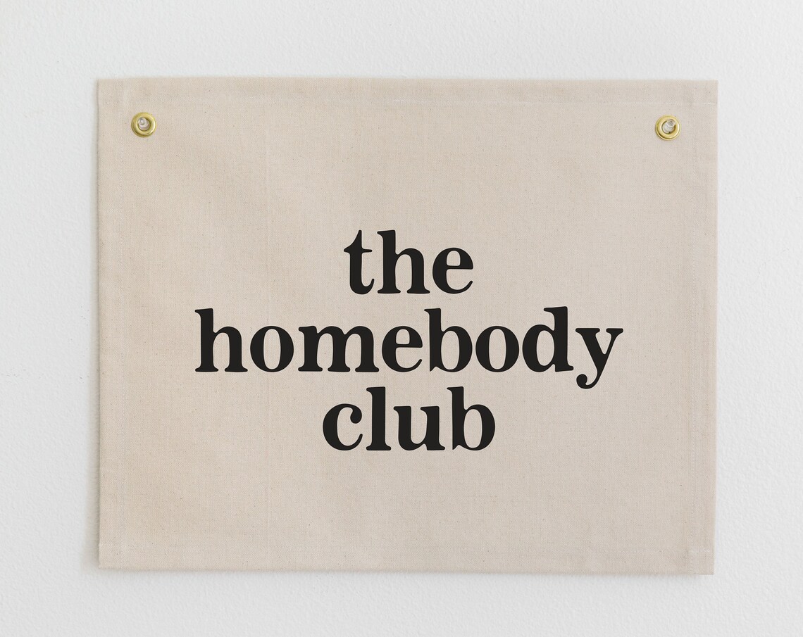 Homebody Club Banner, Minimal Bedroom Wall Decor
