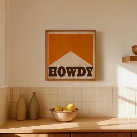 Howdy Vintage Western Poster, Retro Cowboy Decor
