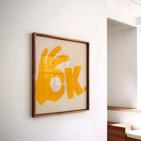 Ok Print Funky Wall Art Trendy Retro Print Okay Poster Square Print Ok Wall Art Okie Dokie Print Funny Typography Wall Art