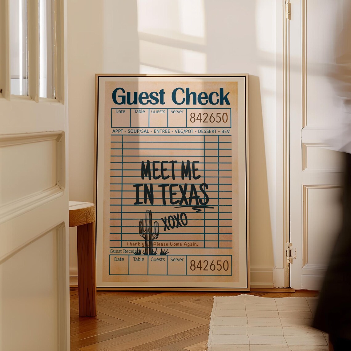 Texas Guest Check Retro Western Wall Art Print - Image 2