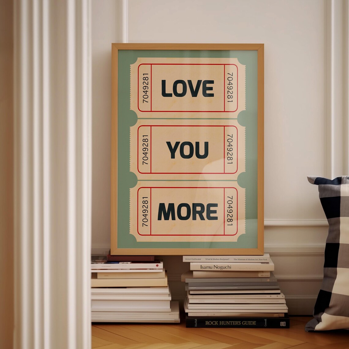 Retro Love Ticket Art Print, Sage Green Vintage - Image 3