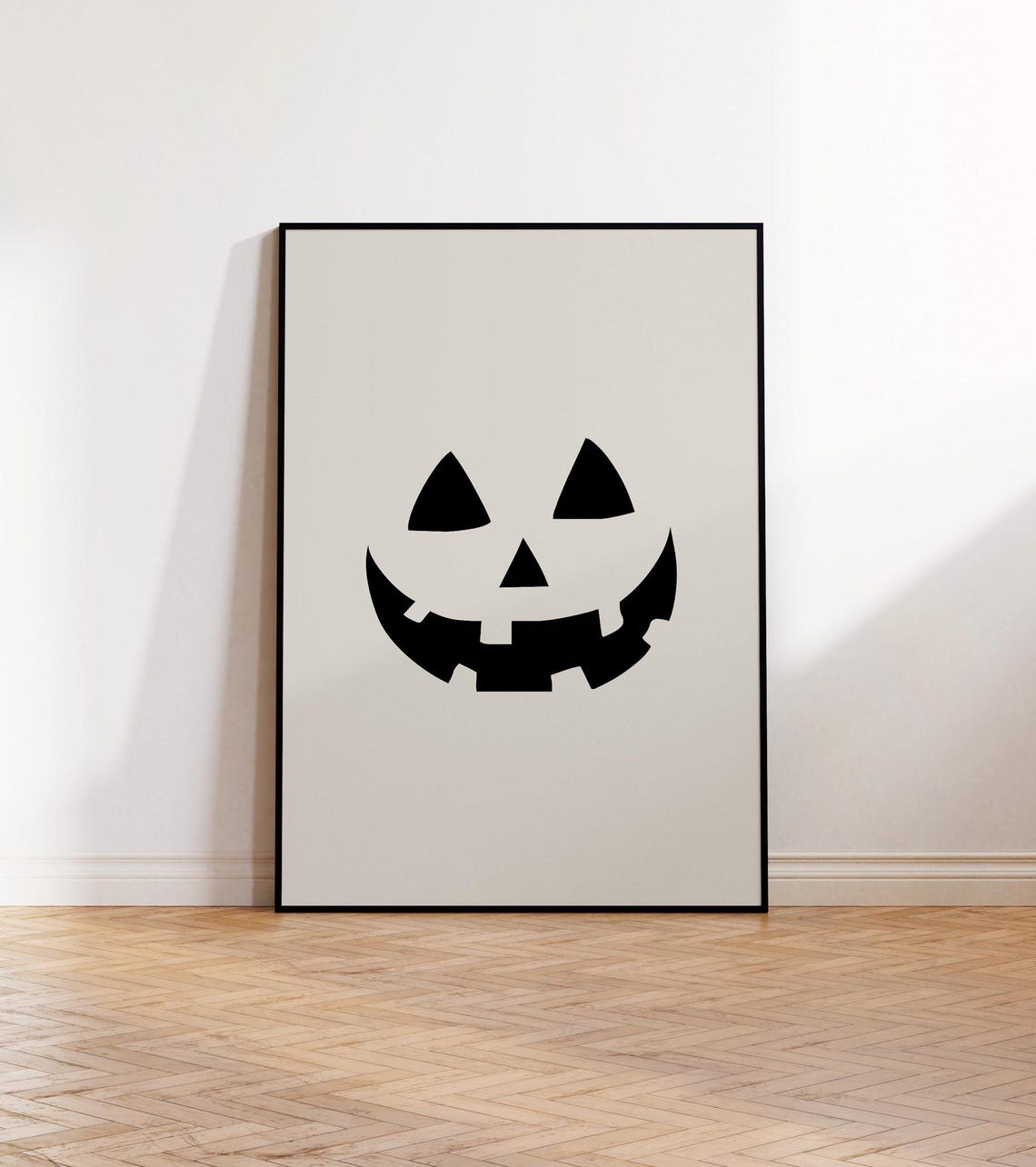 Smiley Jack O Lantern Face Minimalist Neutral Halloween Poster - Image 3