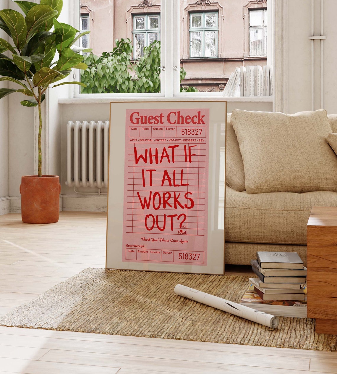What If It All Works Out Pink Guest Check Motivational Quote Poster - Image 3