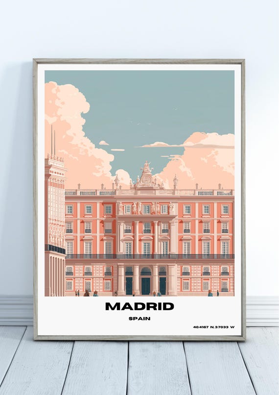 Madrid Travel Print Spain Poster Home Decor Gift Art Lovers Lover Wall