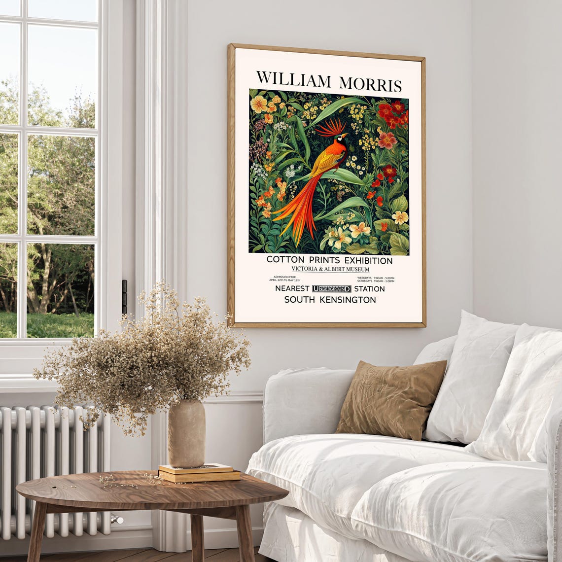 William Morris Exotic Bird Floral Exhibition Poster V&A Museum - Image 2