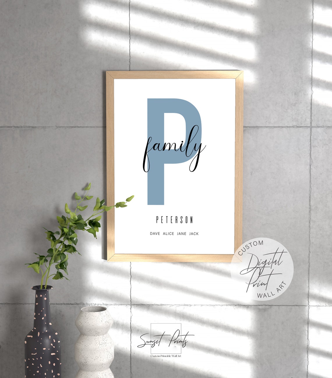 Custom Family Name Initial Letter Sage Green Arch Modern Wall Poster - Image 4