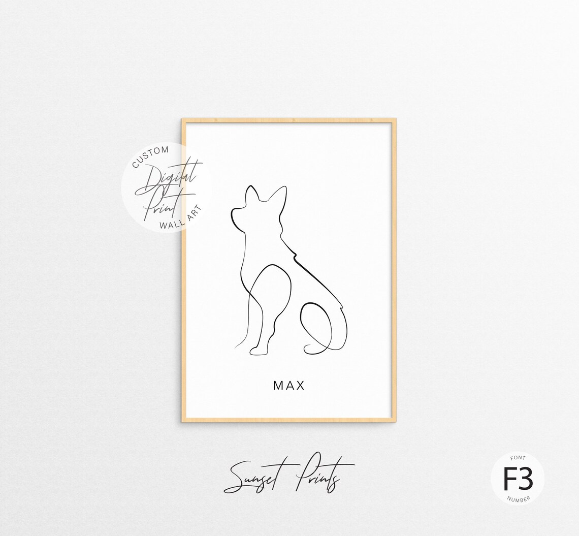 German Shepherd Customisable Line Art Gift Poster - Image 3