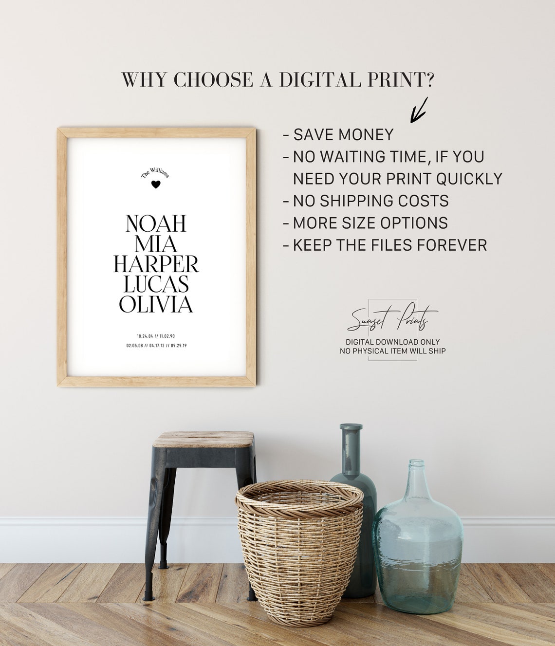 Personalized Family Names Poster With Birthdays Custom Surname Wall Decor - Image 3