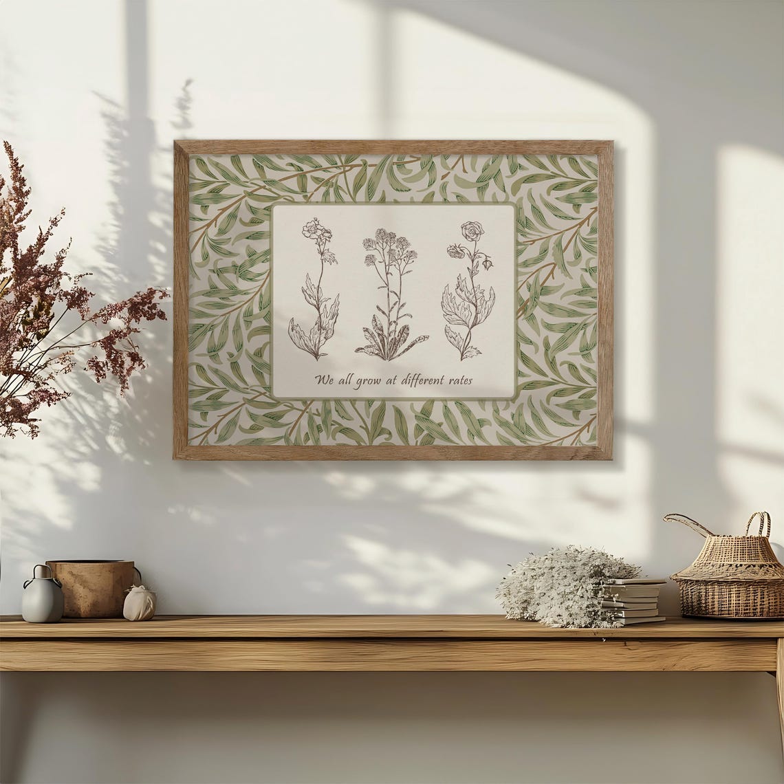 We All Grow at Different Rates Botanical Sketch Willow Border Poster - Image 3