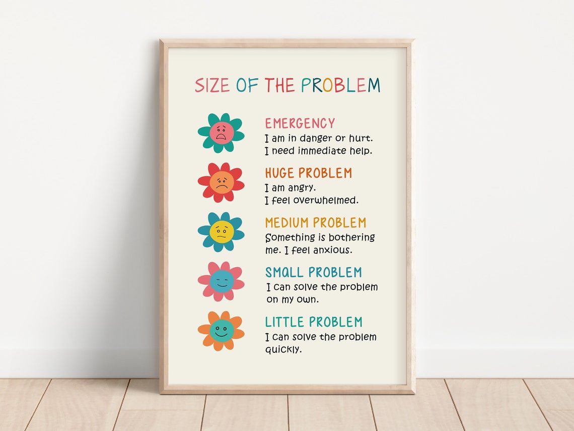 Size Of The Problem Flowers Kids Emotions Regulation Chart Poster