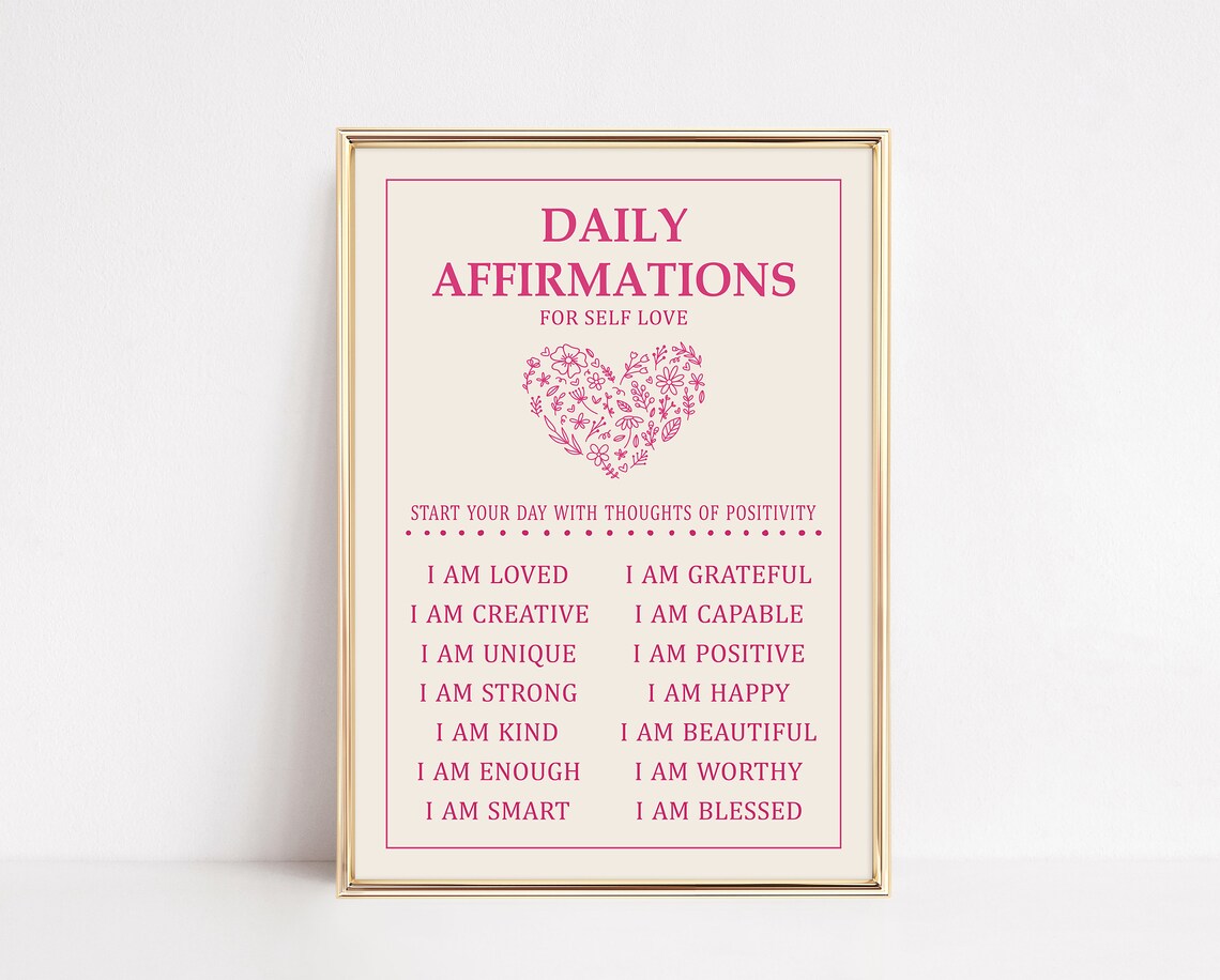 Daily Affirmations Art Print, Therapy Office Decor