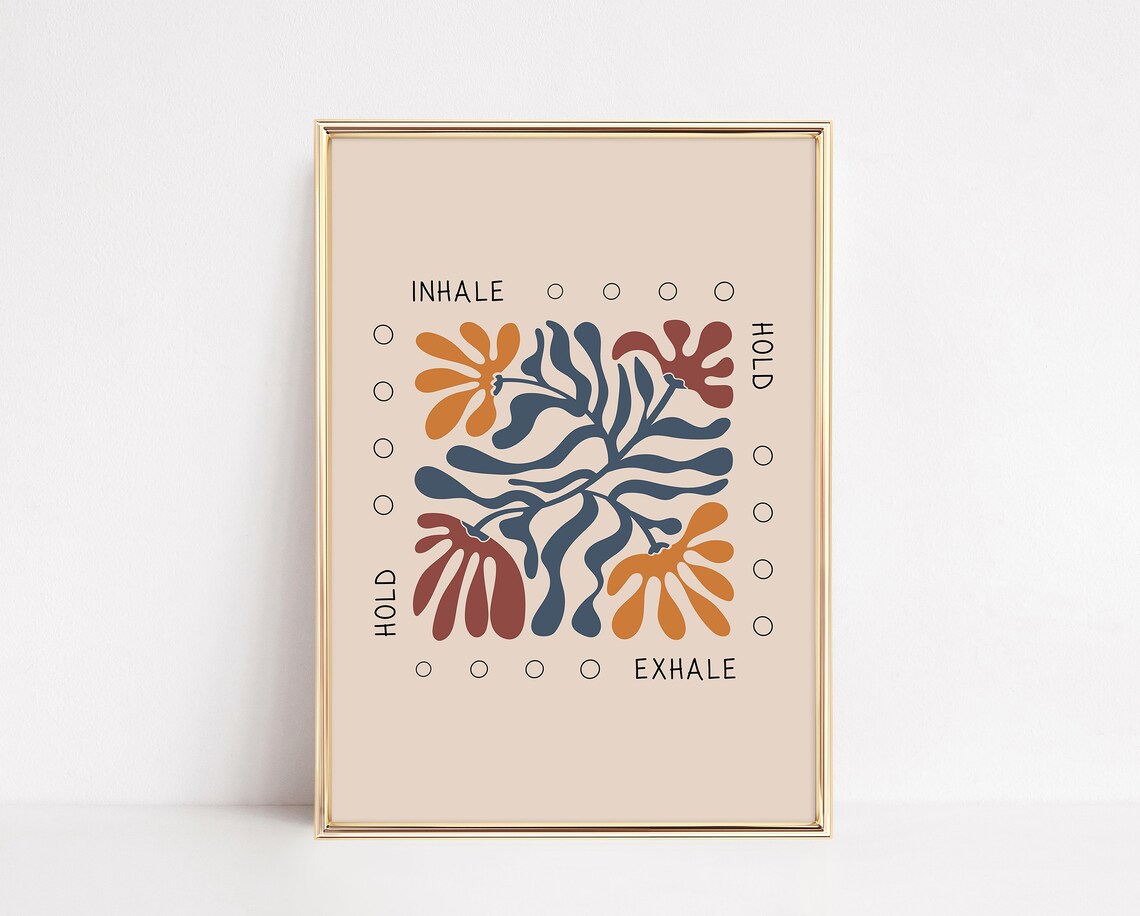 Breathing Poster, Mindfulness Therapy Office Art Print