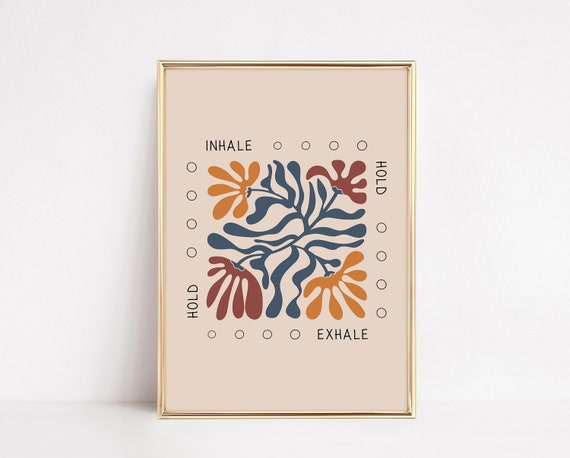 Breathing Poster, Mindfulness Therapy Office Art Print
