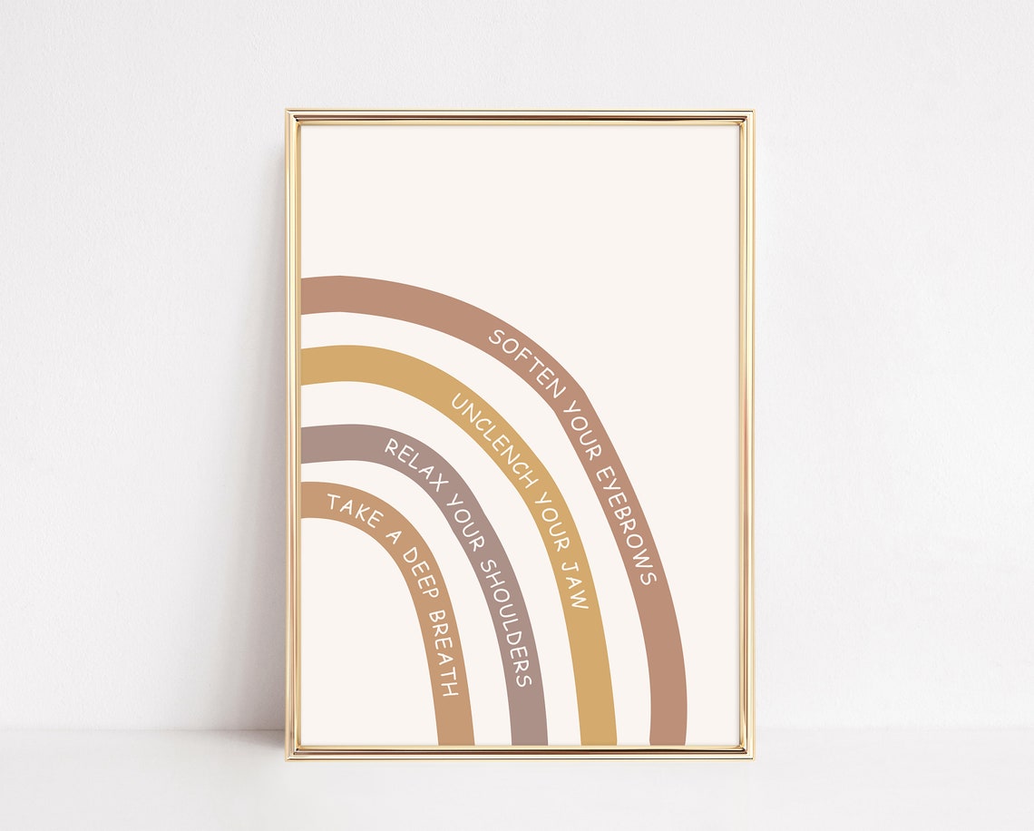 Boho Rainbow Grounding Technique Kids Calm Down Anxiety Poster