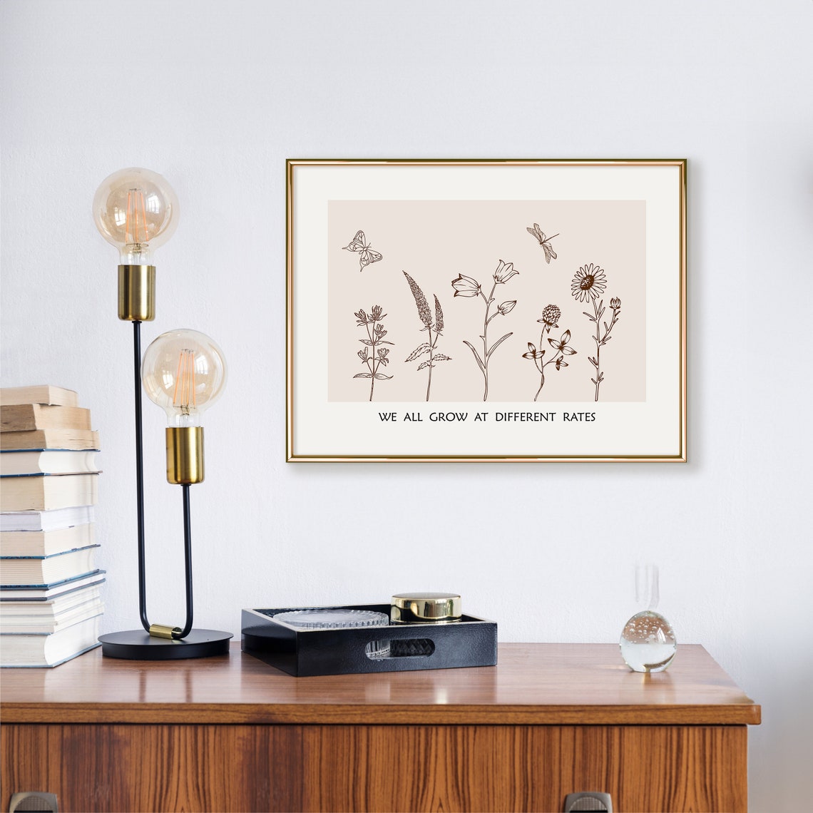 We All Grow At Different Rates Vintage Botanical Wildflowers Poster - Image 2