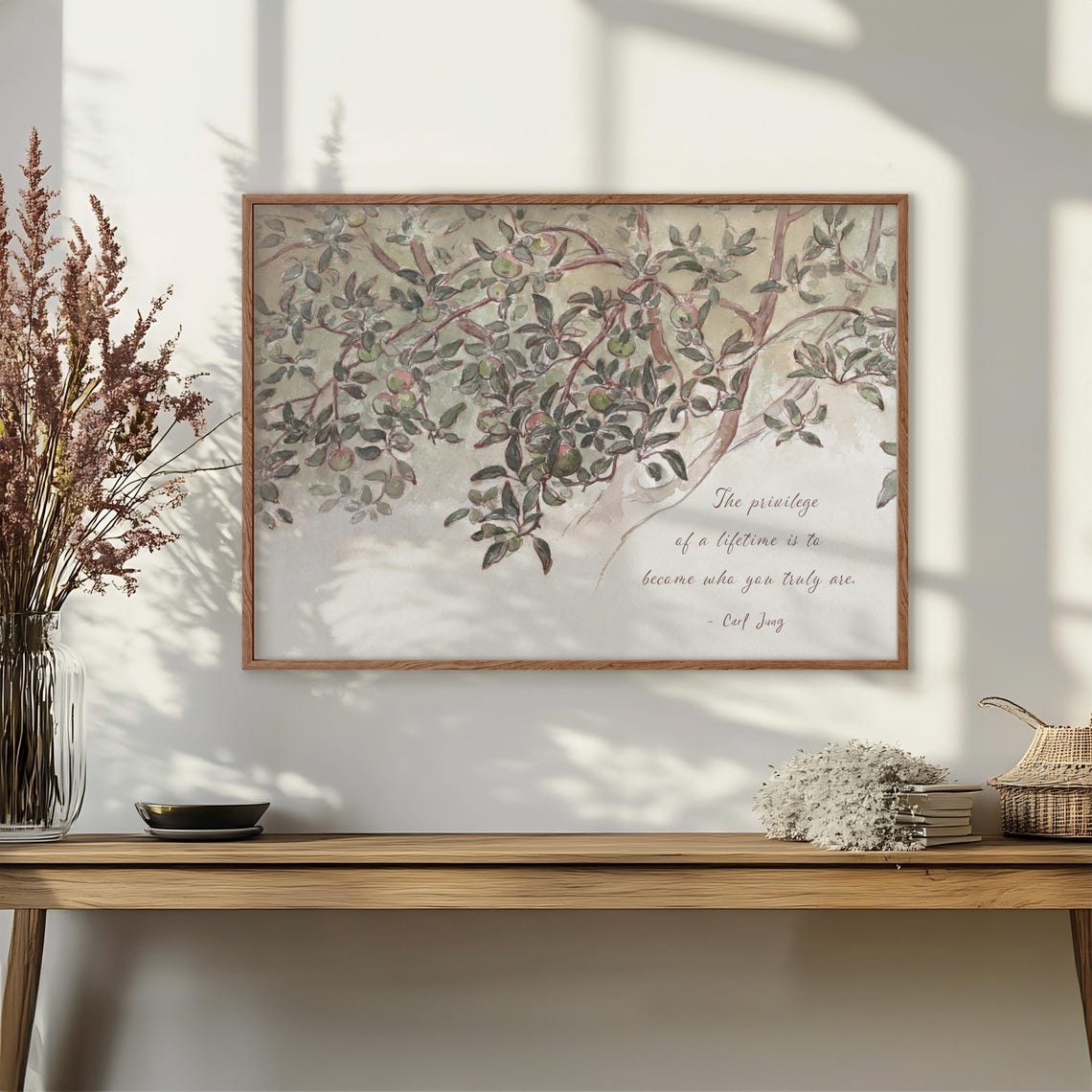 Carl Jung Become Who You Truly Are Watercolor Apple Tree Poster - Image 2