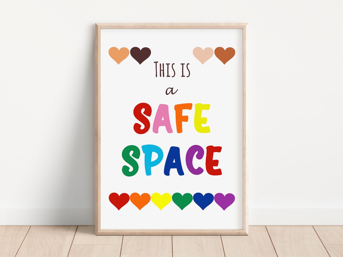 This Is a Safe Space Rainbow Lettering Inclusive Classroom Poster