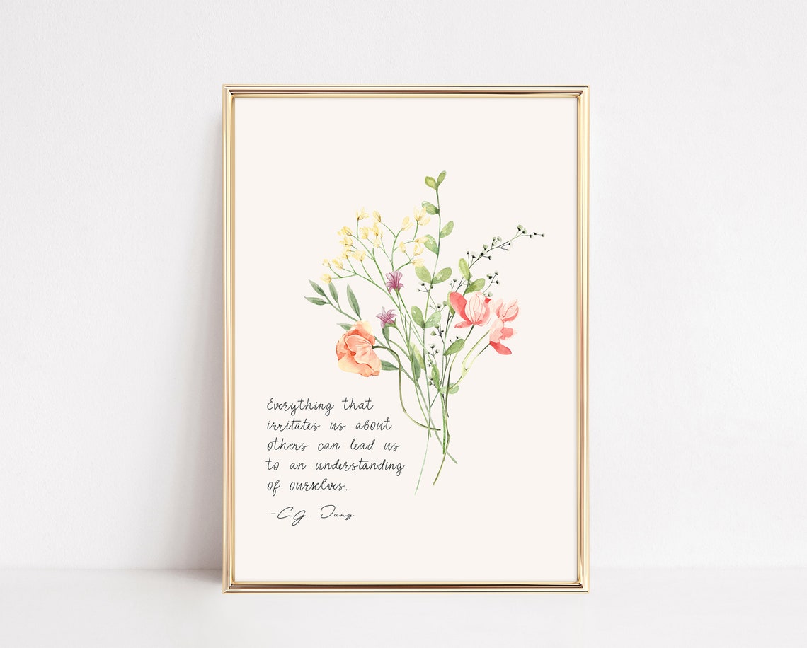 Carl Jung Everything That Irritates Us Wildflower Quote Poster - Image 3