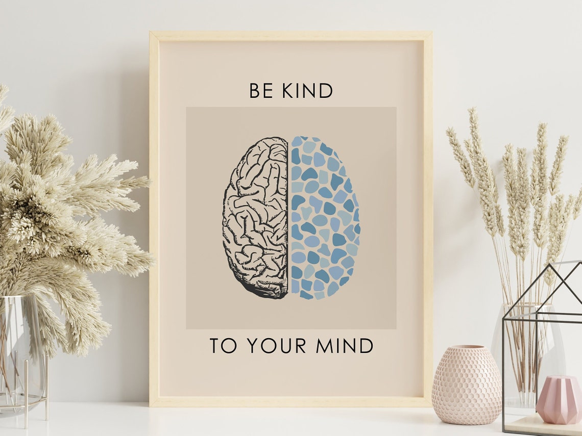 Be Kind to Your Mind Brain Mosaic Mental Health Therapy Office Poster - Image 3