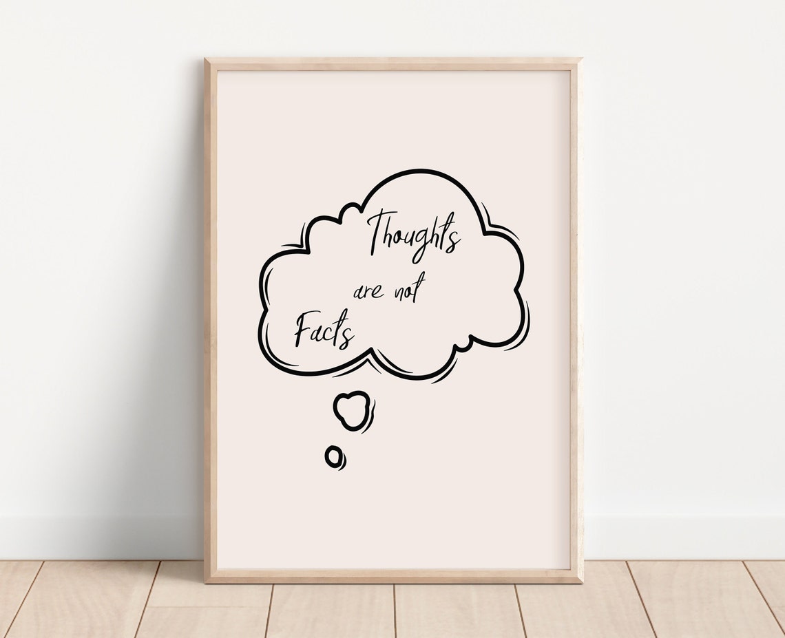 Thoughts Are Not Facts Hand Lettered Thought Bubble Wall Art - Image 2
