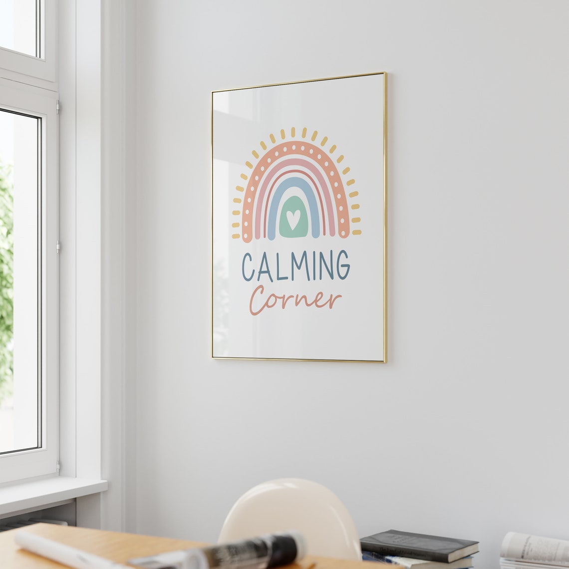Calming Corner Boho Rainbow Pastel Kids Classroom Quote Poster - Image 2