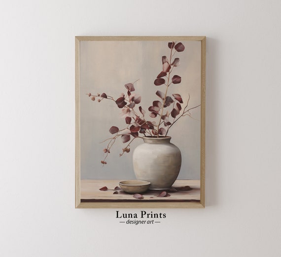 Burgundy Eucalyptus Vintage Fall Art Print