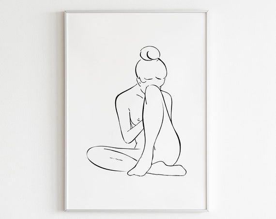 Womans Body Fine Line Print Abstract Art Line Drawing Minimalist Art Line Art Woman One Line Drawing Trending Prints Nude Line
