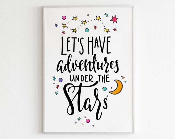 Lets Have Adventures Under The Stars Framed Nursery Quote Poster
