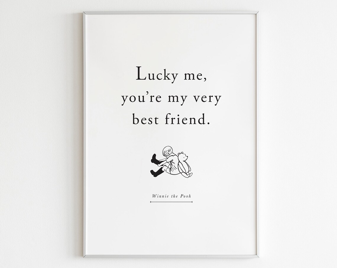 Winnie the Pooh Lucky Me Nursery Quote Art Print